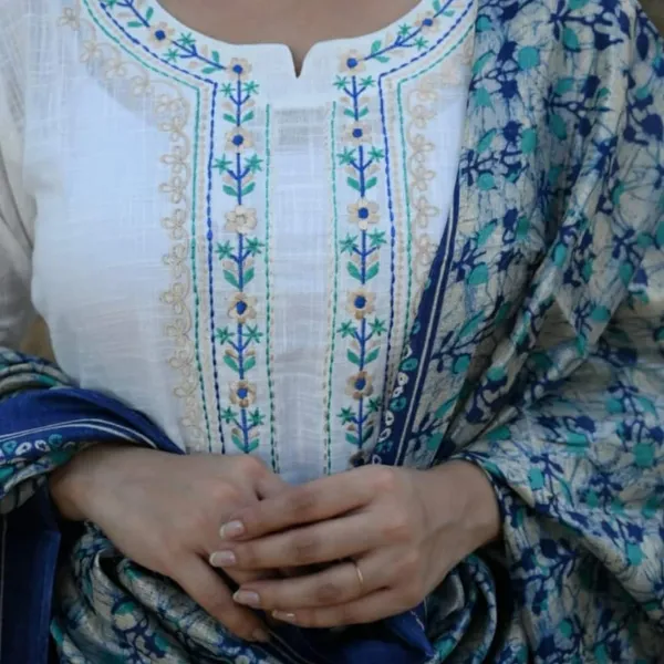 White_Cotton_Kurta_and_Pant_with_Dupatta_Set