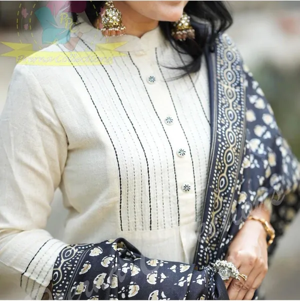 Off_White_Cotton_Kurta_&_Bottom_Set_with_Silk_Dupatta