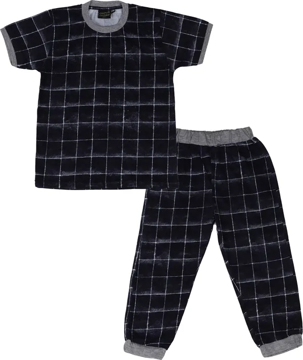 Multi_Kids_Nightwear_Boys_&_Girls_Checkered_Cotton_Blend-Pack_Of_1