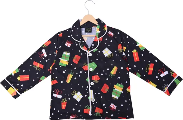 Black_Kids_Nightwear_Boys_&_Girls_Printed_Cotton_Blend-Pack_Of_1
