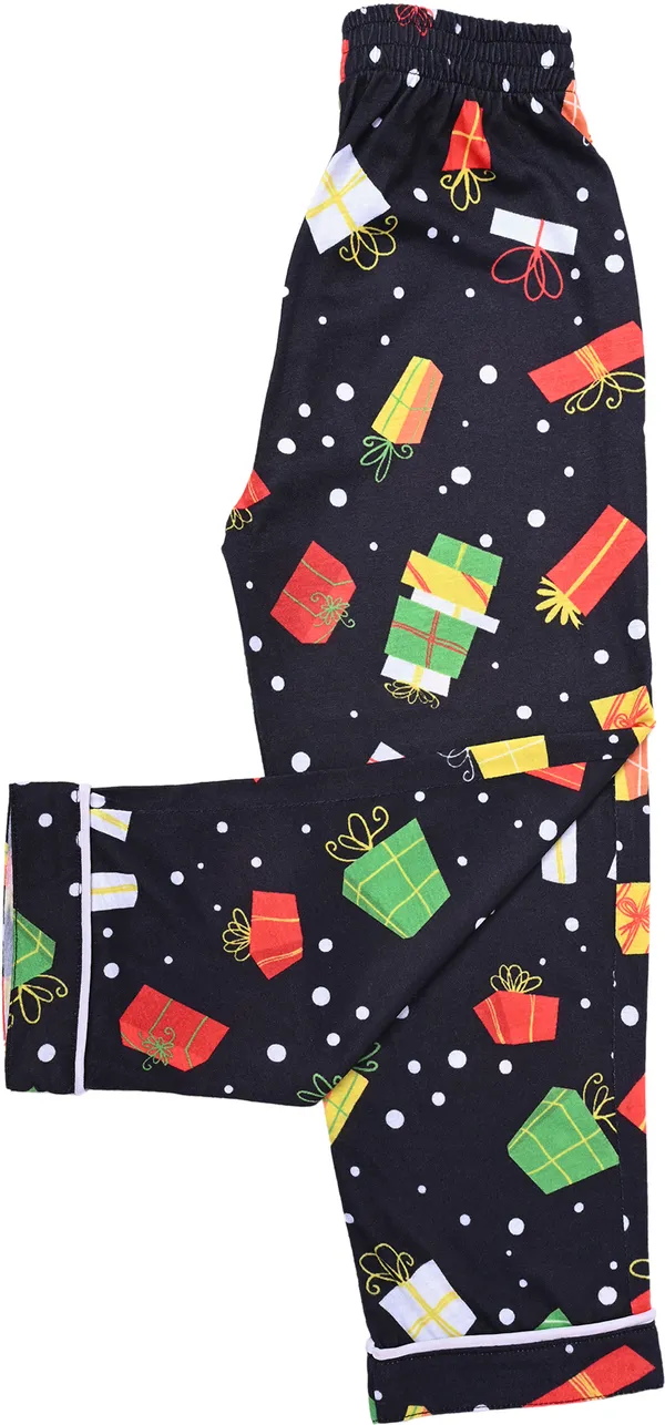 Black_Kids_Nightwear_Boys_&_Girls_Printed_Cotton_Blend-Pack_Of_1