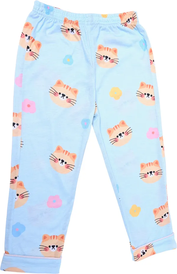 Sky_Blue_Kids_Nightwear_Boys_&_Girls_Printed_Cotton_Blend-Pack_Of_1