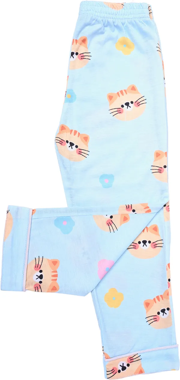 Sky_Blue_Kids_Nightwear_Boys_&_Girls_Printed_Cotton_Blend-Pack_Of_1