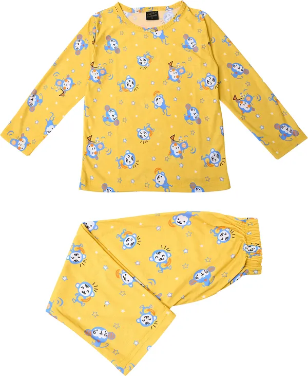 Yellow_Kids_Nightwear_Boys_&_Girls_Printed_Cotton_Blend-Pack_Of_1