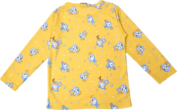 Yellow_Kids_Nightwear_Boys_&_Girls_Printed_Cotton_Blend-Pack_Of_1