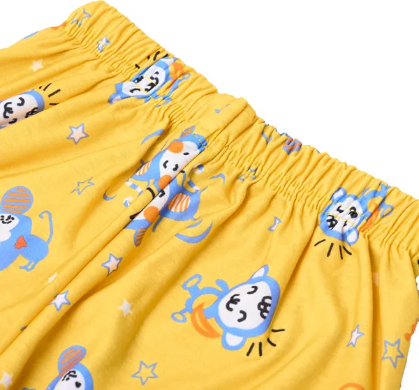 Yellow_Kids_Nightwear_Boys_&_Girls_Printed_Cotton_Blend-Pack_Of_1
