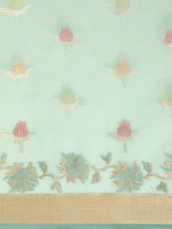 Sea_Green_Masrise_Cotton/Cotton_Banarasi_Sarees_For_Women