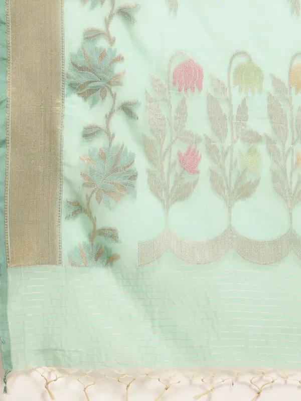 Sea_Green_Masrise_Cotton/Cotton_Banarasi_Sarees_For_Women