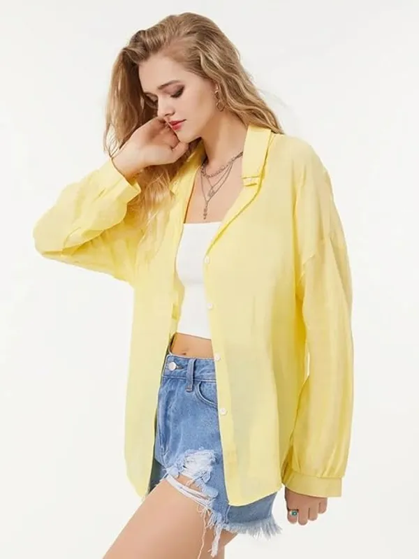 Lemon_Yellow_Polycotton_Casual_Shirt_for_Women