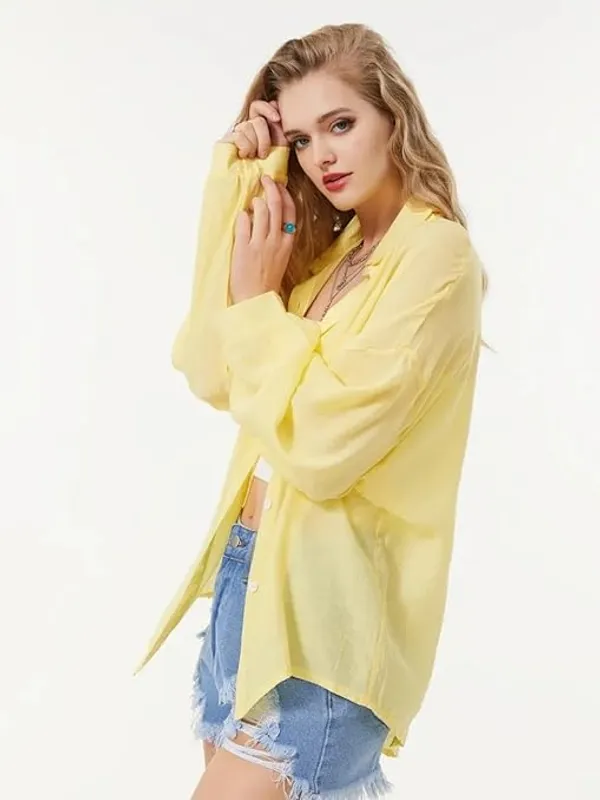 Lemon_Yellow_Polycotton_Casual_Shirt_for_Women