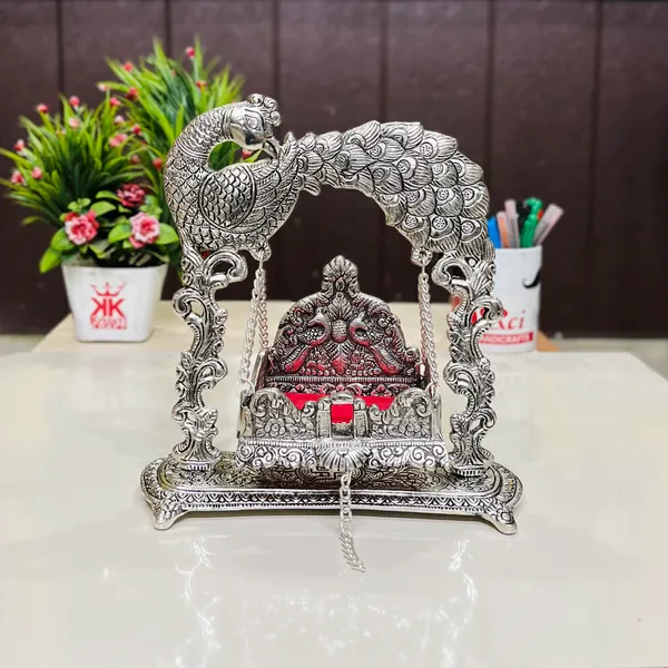 Metal_Laddu_Gopal_Jhulla_for_Janmastmi_Festive_Silver_Plated_Polish_Decorative_Metal_Palna_for_Krishna_ji,_Temple_Office,Gift_Article
