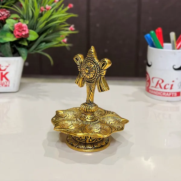Metal_Tirupati_Balaji_Panch_Mukhi_Diya_with_Chakar_Stand_Gold_Plated_for_Home_and_Office_Pooja_Room_Decoration_5_batti_Diya