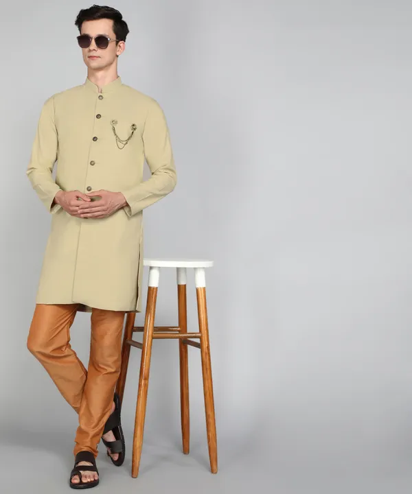 Solid_Cream_Cotton_Blend_Nawabi_With_Paijama