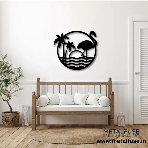 Wooden_Wall_Art_for_Home_Decoration__|_Tropical_Flamingo_Scenery__|_Black