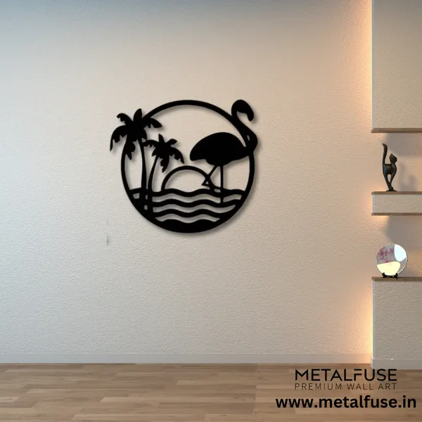 Wooden_Wall_Art_for_Home_Decoration__|_Tropical_Flamingo_Scenery__|_Black