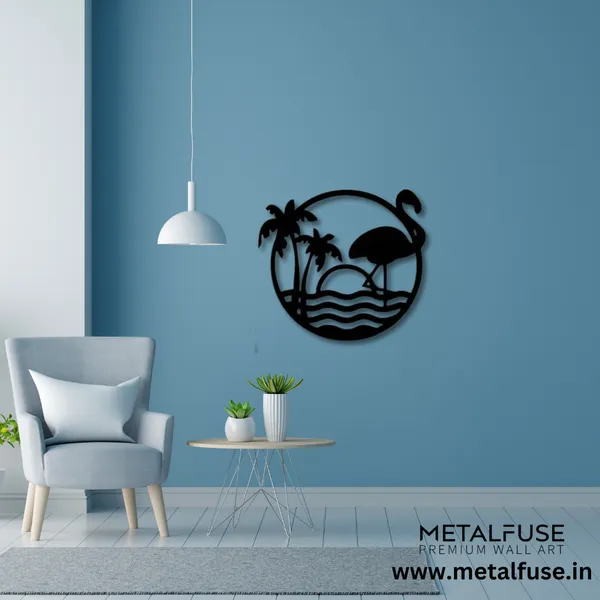 Wooden_Wall_Art_for_Home_Decoration__|_Tropical_Flamingo_Scenery__|_Black