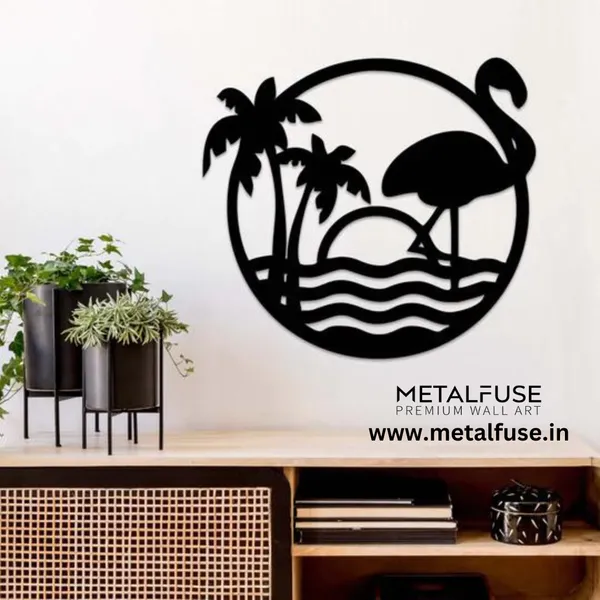 Wooden_Wall_Art_for_Home_Decoration__|_Tropical_Flamingo_Scenery__|_Black
