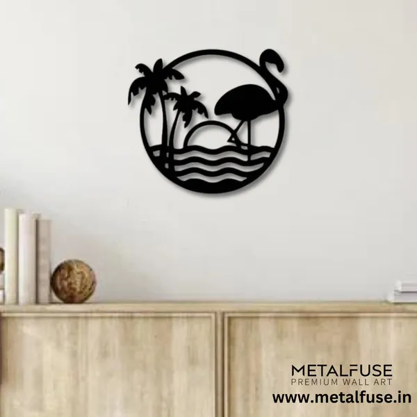 Wooden_Wall_Art_for_Home_Decoration__|_Tropical_Flamingo_Scenery__|_Black