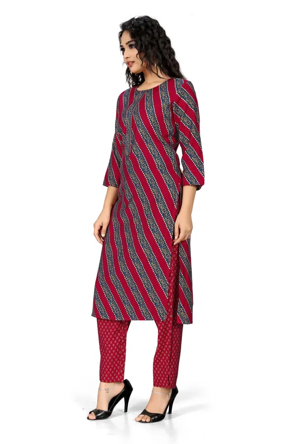 Indian_Women_Purple_Pure_Cotton_Printed__Kurta_with_Trousers
