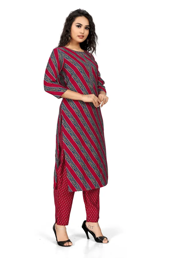 Indian_Women_Purple_Pure_Cotton_Printed__Kurta_with_Trousers