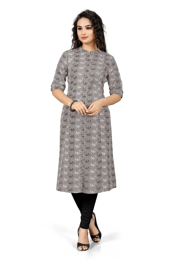 Indian_Women_Grey_Pure_Cotton_Printed__Kurta