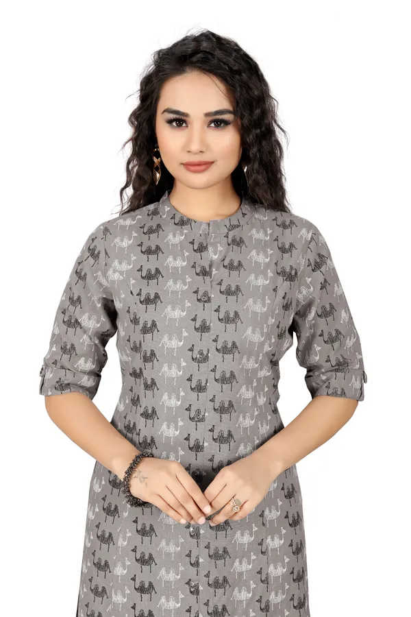 Indian_Women_Grey_Pure_Cotton_Printed__Kurta