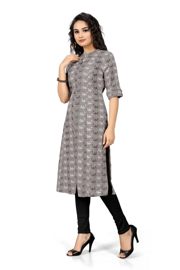 Indian_Women_Grey_Pure_Cotton_Printed__Kurta