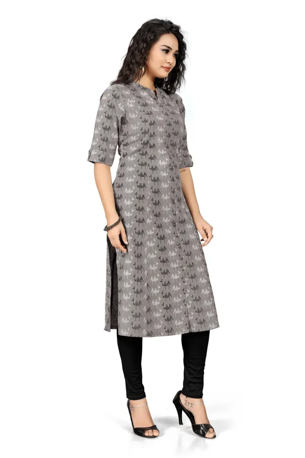Indian_Women_Grey_Pure_Cotton_Printed__Kurta