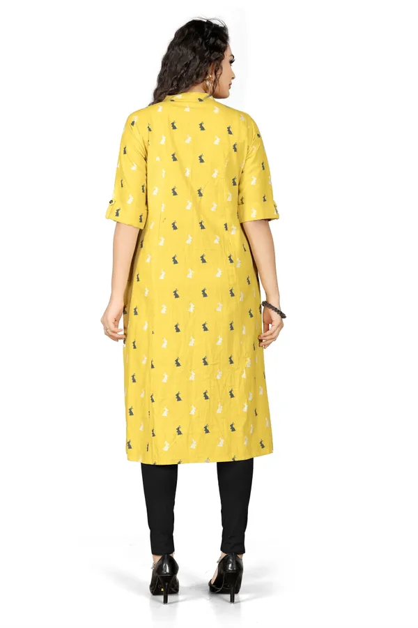 Indian_Women_Yellow_Pure_Cotton_Printed__Kurta