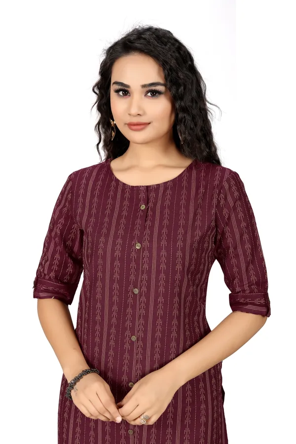 Indian_Women_Maroon_Pure_Cotton_Printed__Kurta_with_Trousers_&_Dupatta