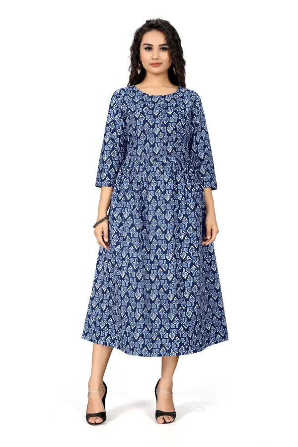 Indian_Women_Blue_Pure_Cotton_Printed__Kurta