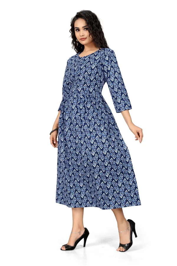 Indian_Women_Blue_Pure_Cotton_Printed__Kurta