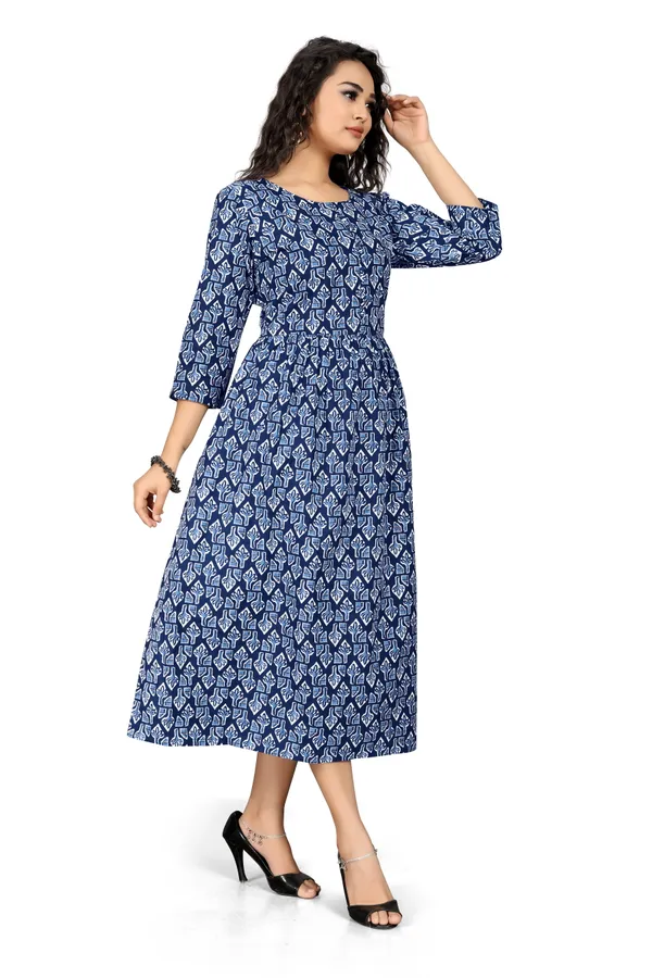 Indian_Women_Blue_Pure_Cotton_Printed__Kurta