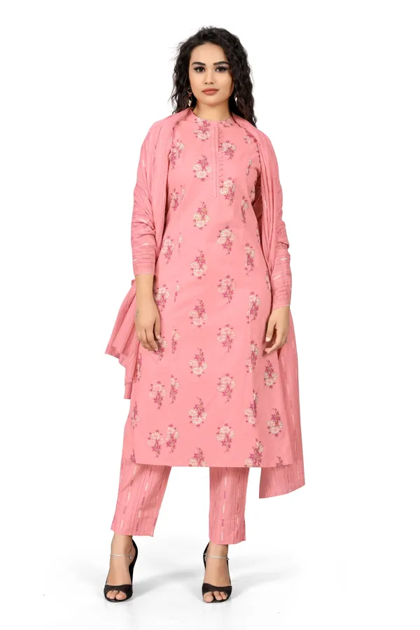 Indian_Women_Pink_Pure_Cotton_Printed__Kurta_with_Trousers_&_Dupatta