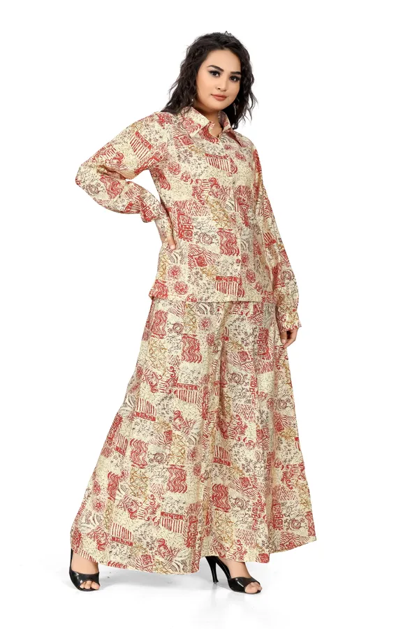 Indian_Women_Maroon_&_Off_White_Pure_Cotton_Printed__Kurta_with_Trousers