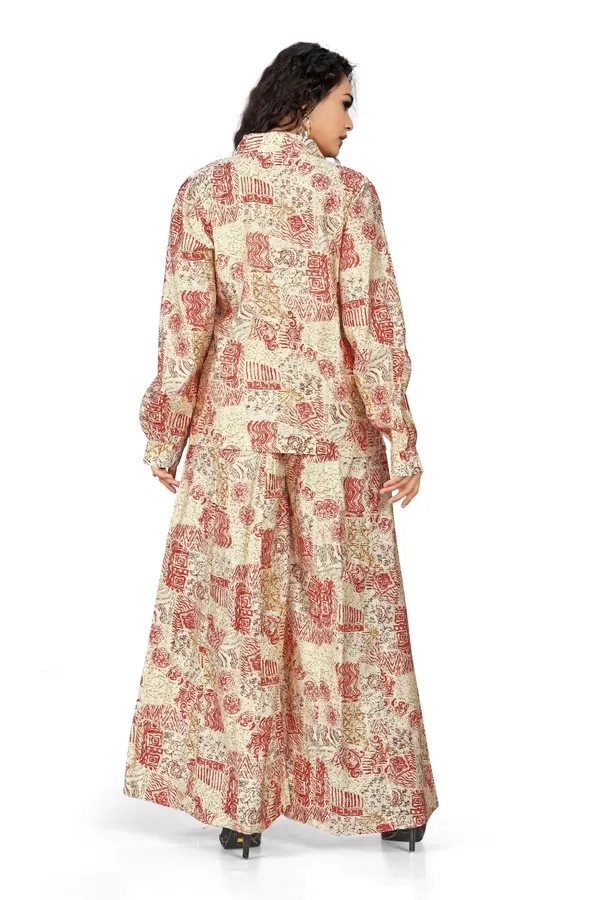 Indian_Women_Maroon_&_Off_White_Pure_Cotton_Printed__Kurta_with_Trousers