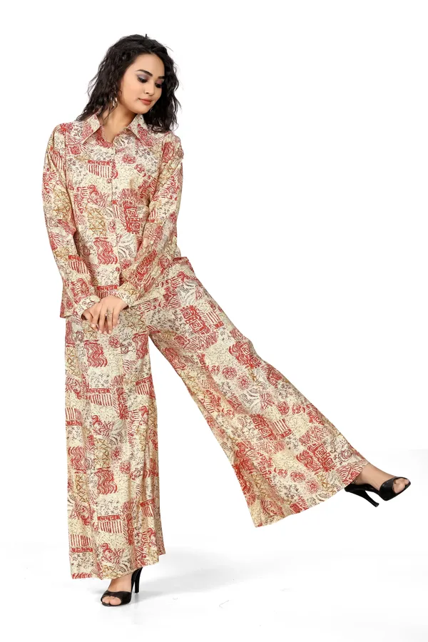 Indian_Women_Maroon_&_Off_White_Pure_Cotton_Printed__Kurta_with_Trousers