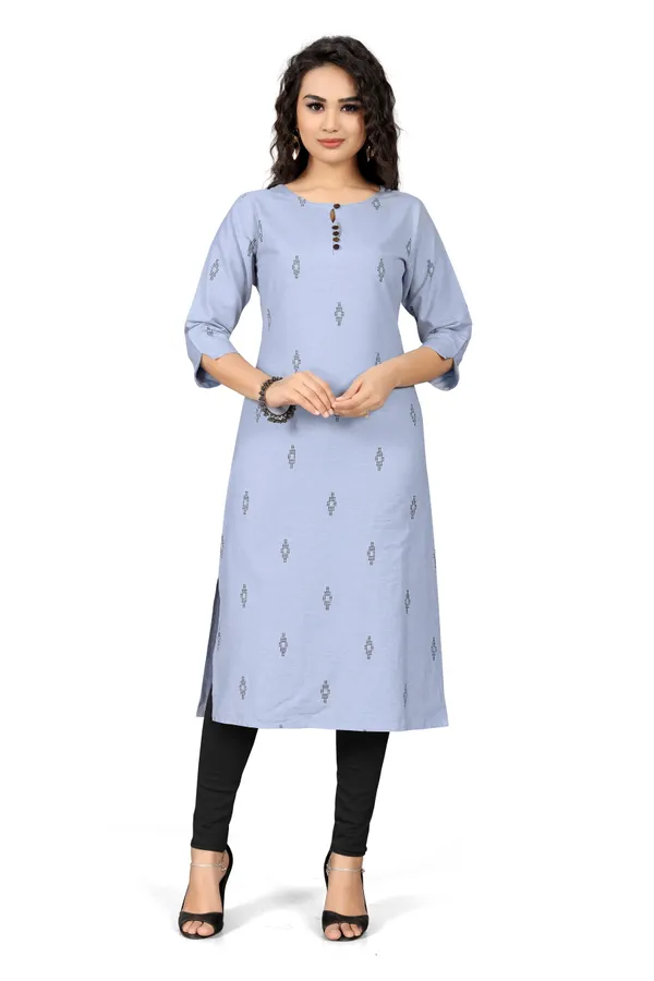 Indian_Women_Grey_Pure_Cotton_Printed__Kurta