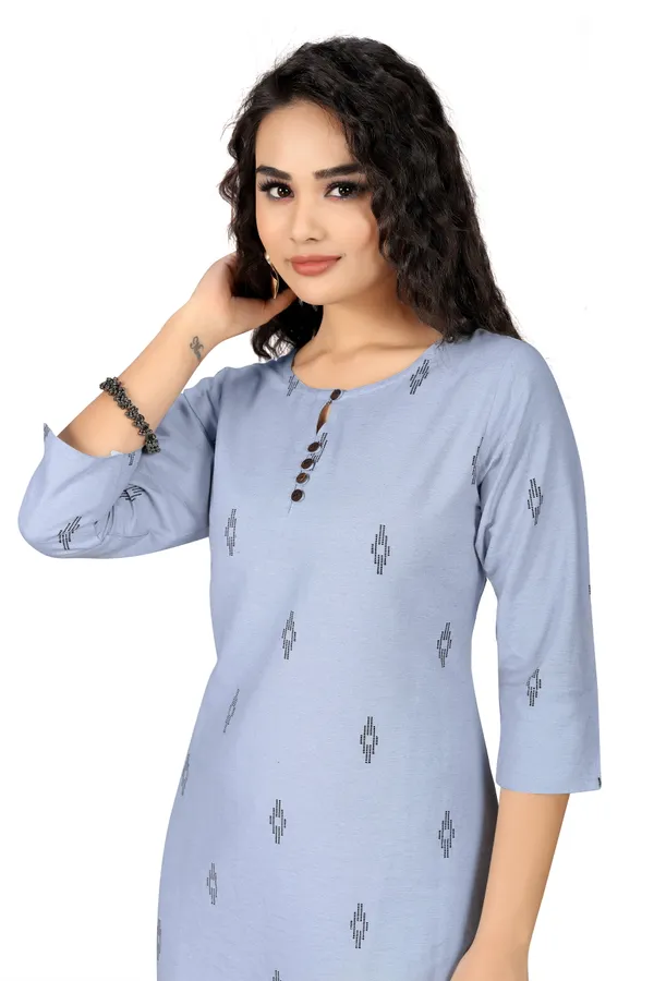 Indian_Women_Grey_Pure_Cotton_Printed__Kurta