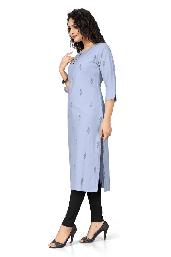 Indian_Women_Grey_Pure_Cotton_Printed__Kurta