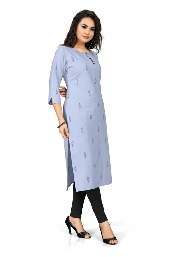 Indian_Women_Grey_Pure_Cotton_Printed__Kurta