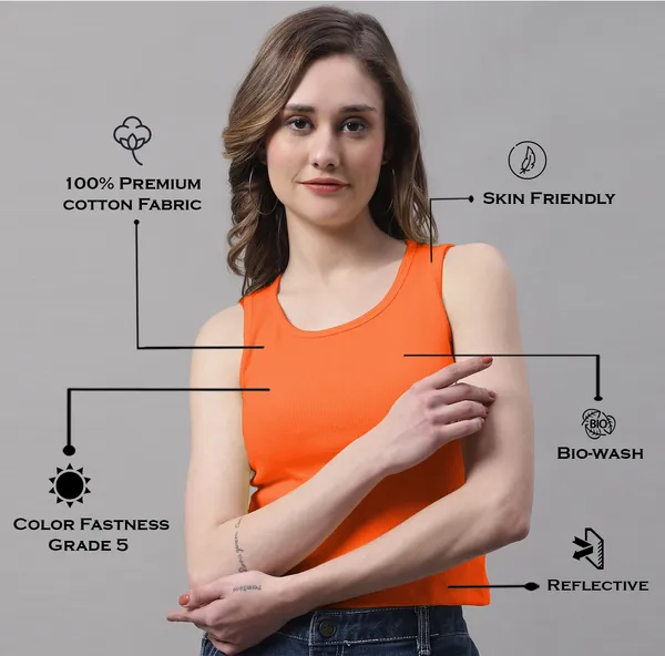Orange_Cotton_Rib_Round_Neck_Crop_Top_For_Women