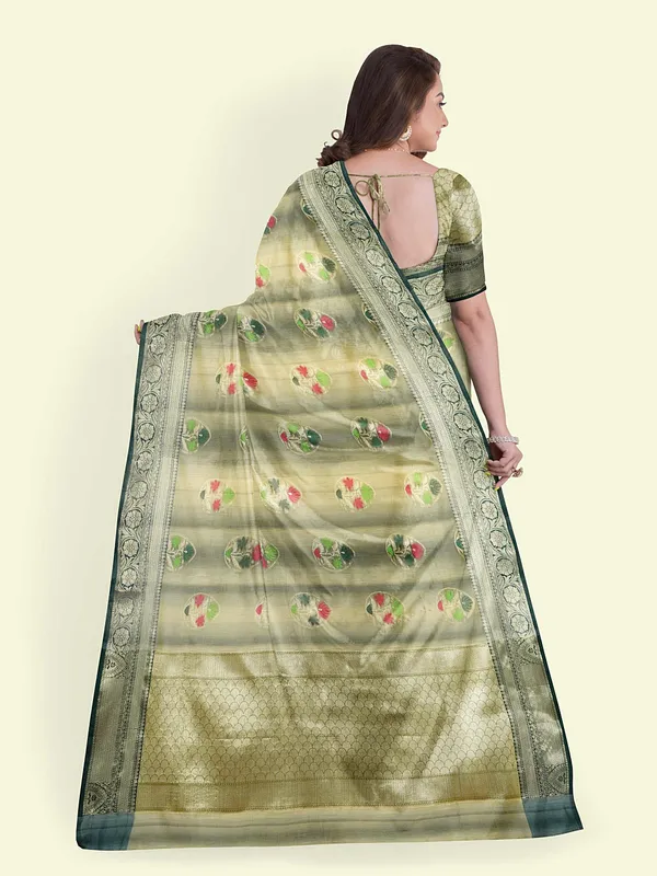 Grey_Matka_Silk/Silk_Blend_Banarasi_Sarees_For_Women