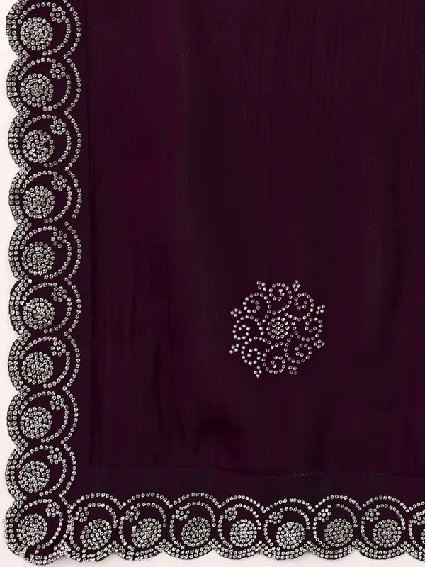Wine_Jimmy_Choo_Satin_Saree_With_Unstitched_Blouse_For_Women