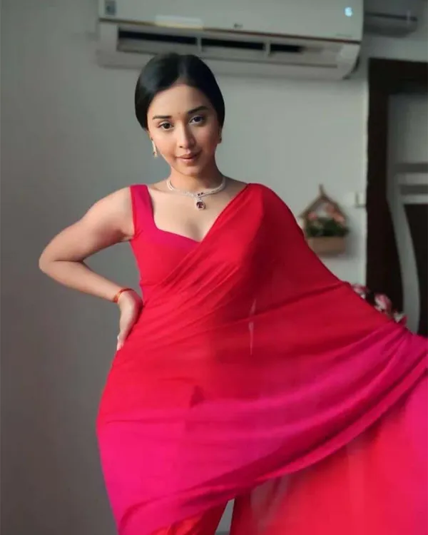 Red_Colour_1-Minute_Ready_To_Wear_Georgette_Saree_With_Blouse_Piece