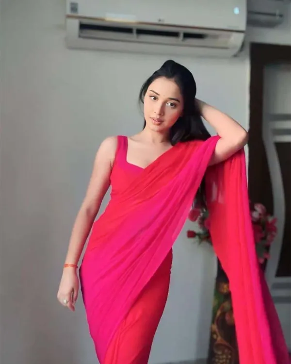 Red_Colour_1-Minute_Ready_To_Wear_Georgette_Saree_With_Blouse_Piece
