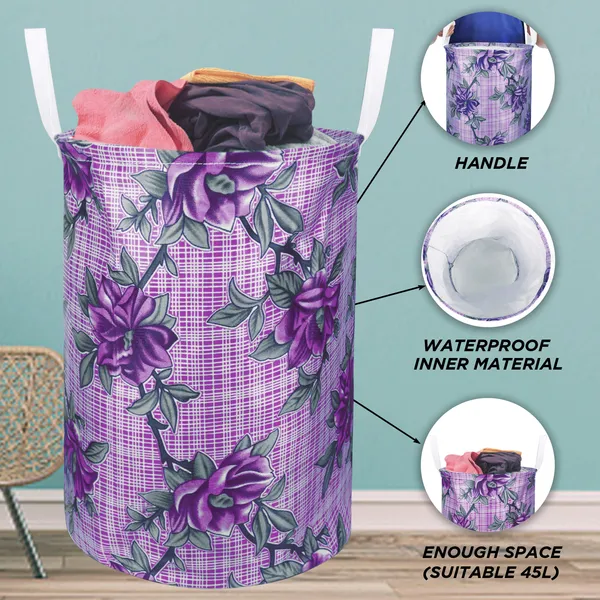 Foldable_Laundry_Bag_Capacity_45L_(Material-_Polyester,_Color-_Purple,_Size-17x14_Inches)