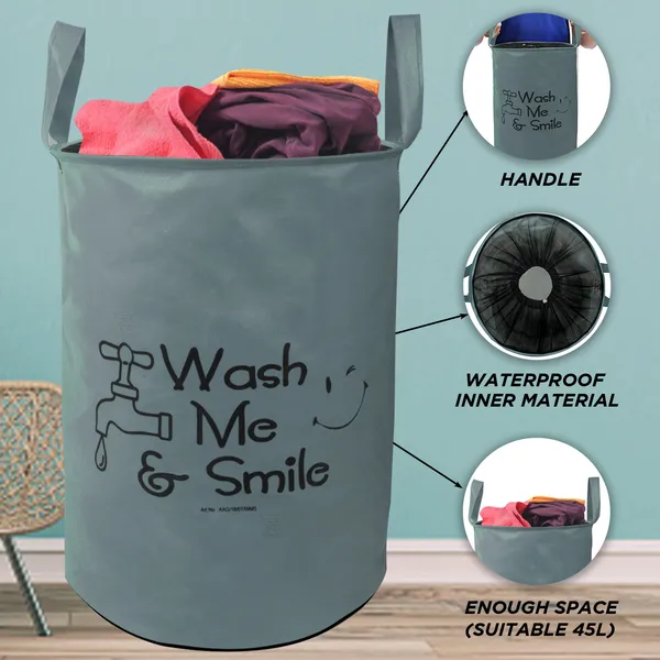 Foldable_Laundry_Bag_With_Net_LID_Capacity_45L_(Material-_Non-Wooven,_Color-_Gray,_Size-17x14_Inches)