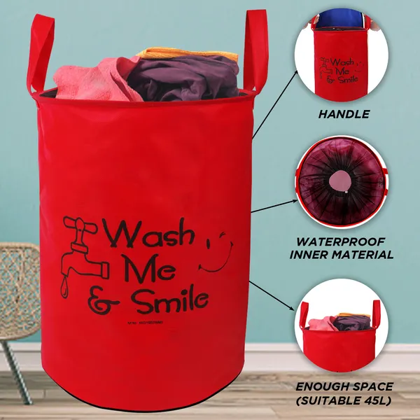 Foldable_Laundry_Bag_With_Net_LID_Capacity_45L_(Material-_Non-Wooven,_Color-_Red,_Size-17x14_Inches)