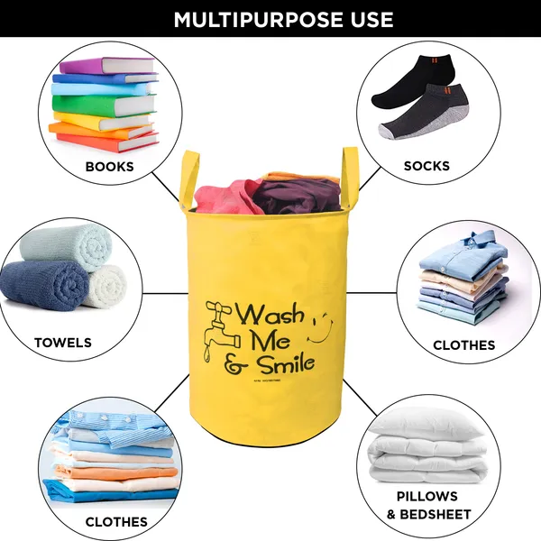 Foldable_Laundry_Bag_With_Net_LID_Capacity_45L_(Material-_Non-Wooven,_Color-_Yellow,_Size-17x14_Inches)